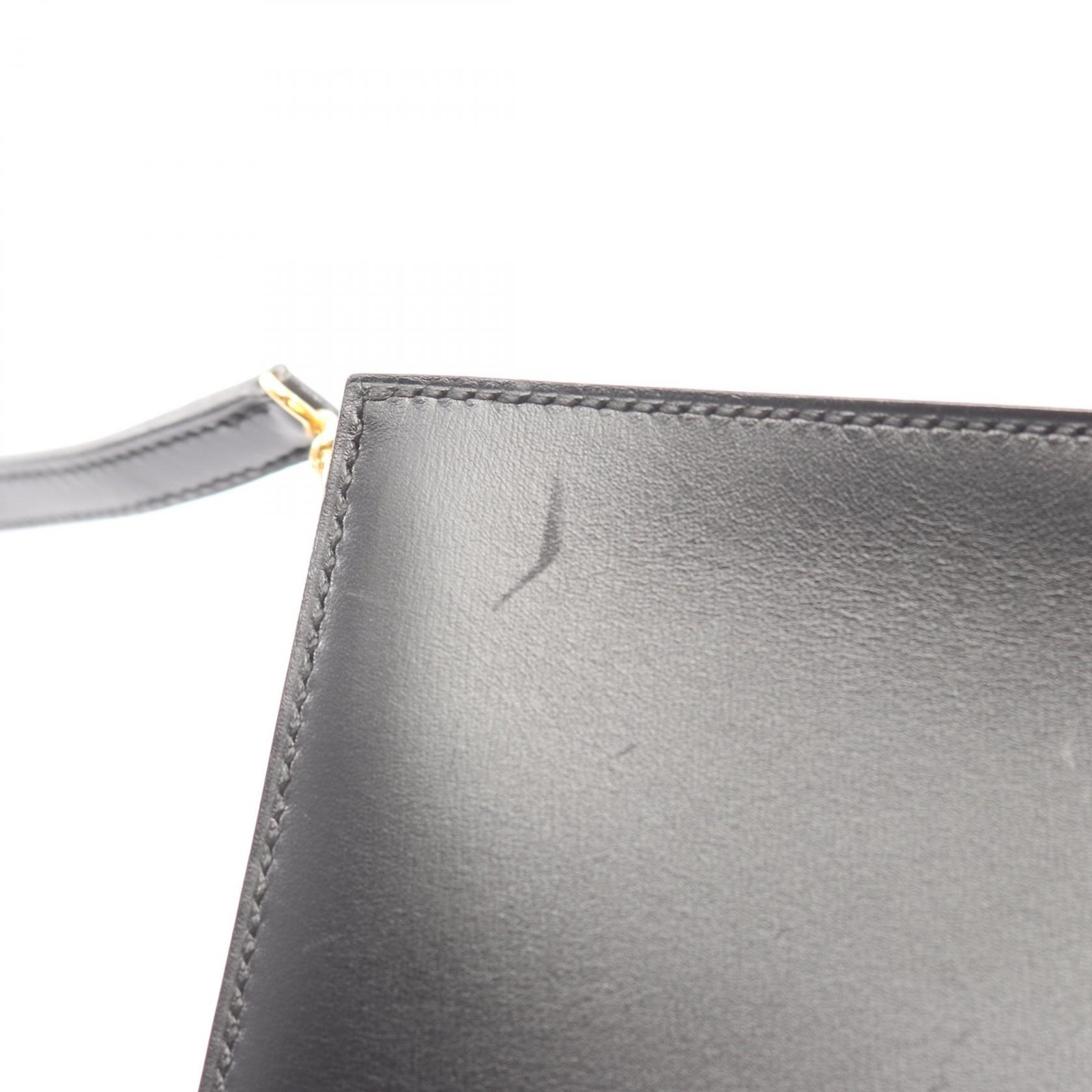 HERMES Vintage Kiss-lock Shoulder Bag Box calf leather Calfskin Black GHW Used Y