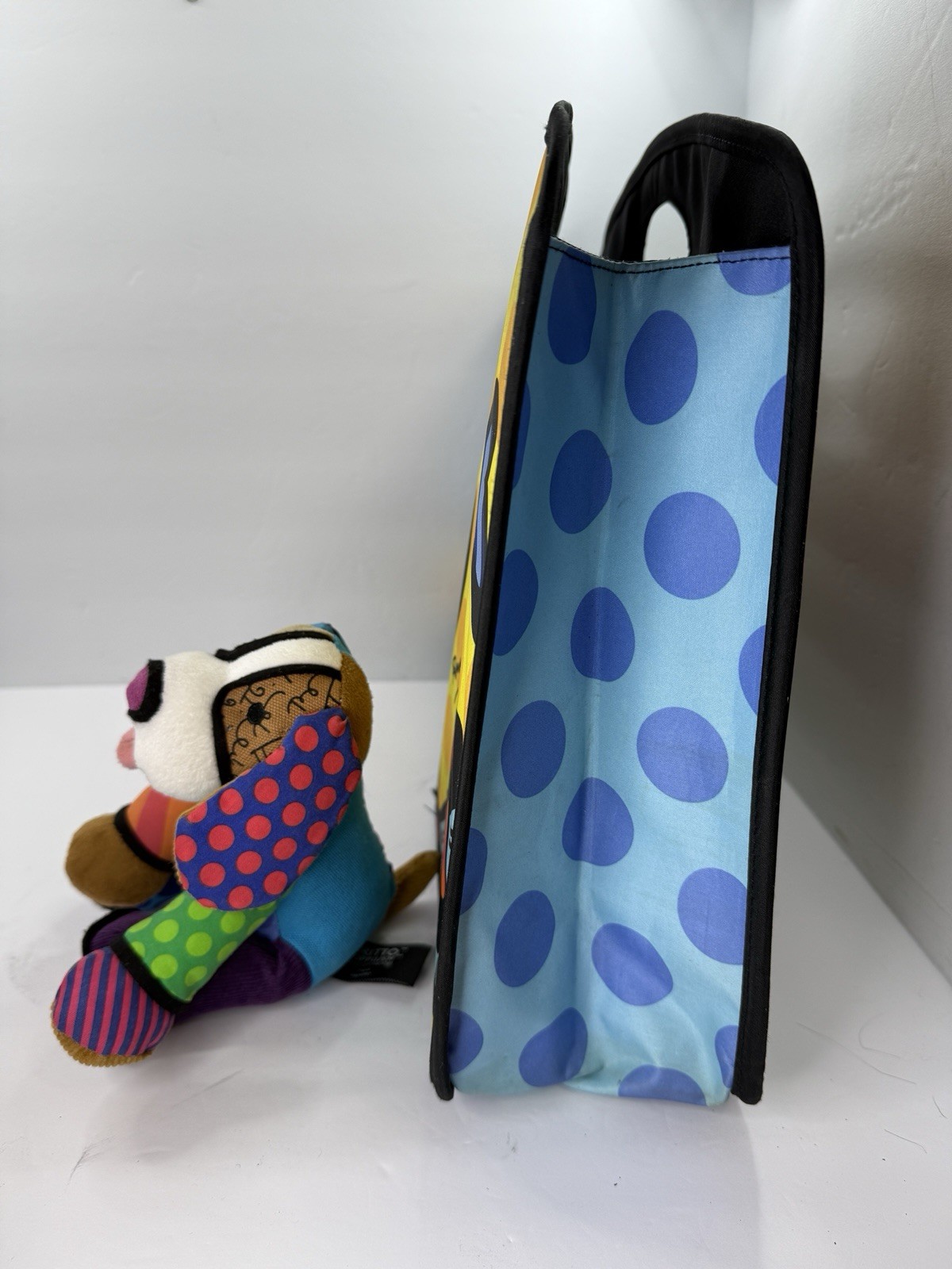 Romero Britto Pablo Dog 6” Plush & Neoprene Tote Bag “A New Day” Design