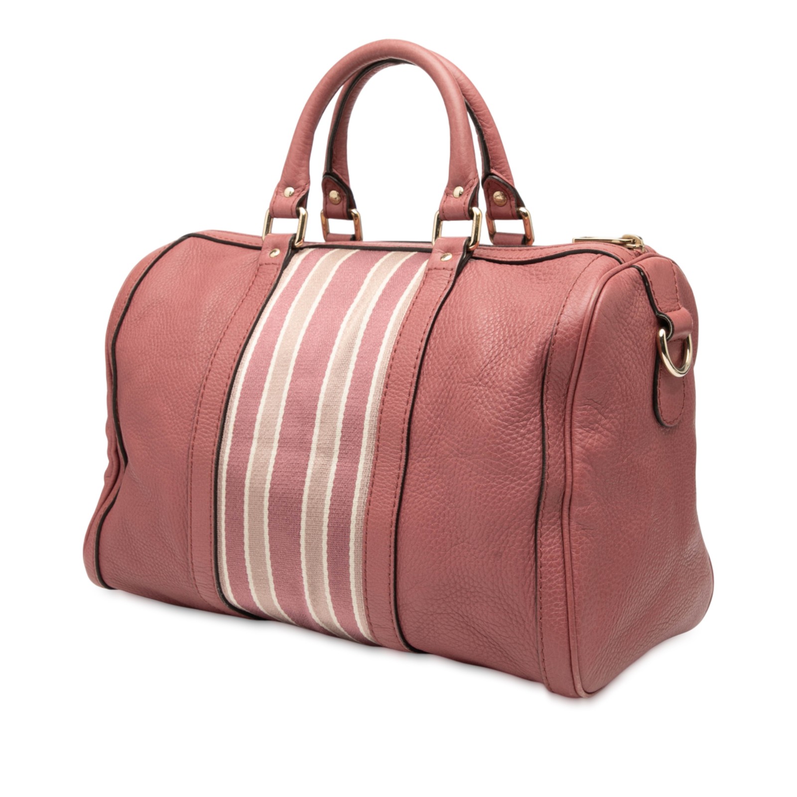 Gucci Medium Calfskin Web Joy Boston Bag Pre-Loved Pink