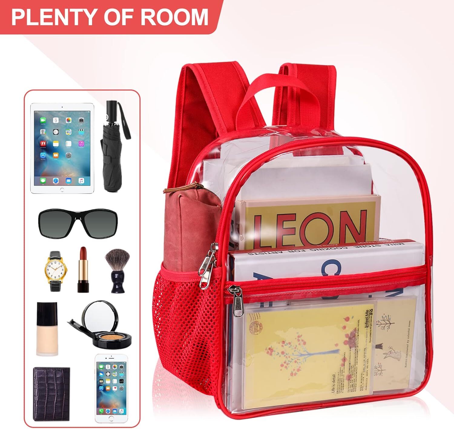 Clear Backpack – Stadium Approved Transparent Design Waterproof Bag 12×6×12 inch