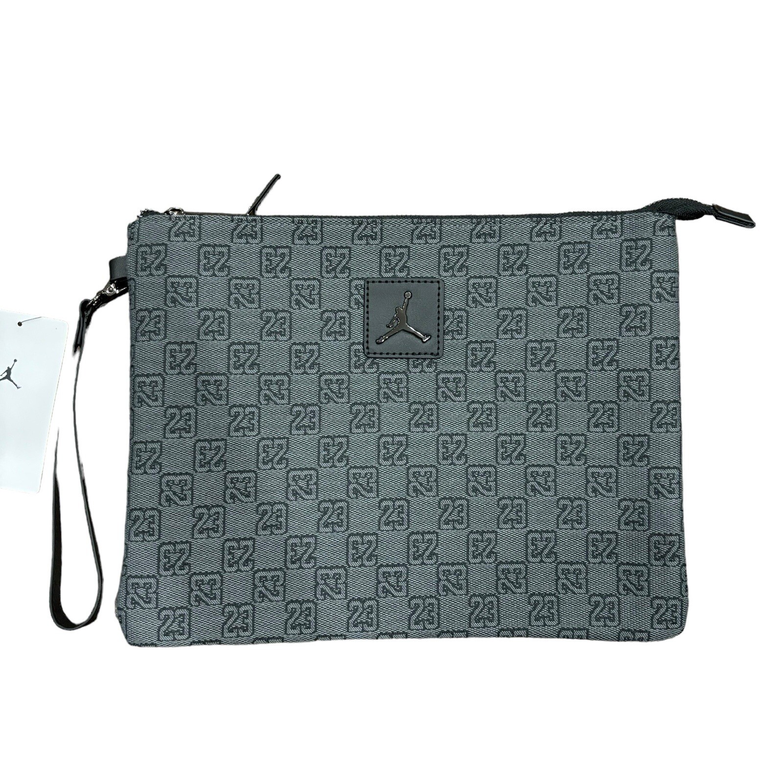 Air Jordan Monogram Black Gray Pouch Purse Clutch Wristlet Bag, NWT MM0897-G9Q