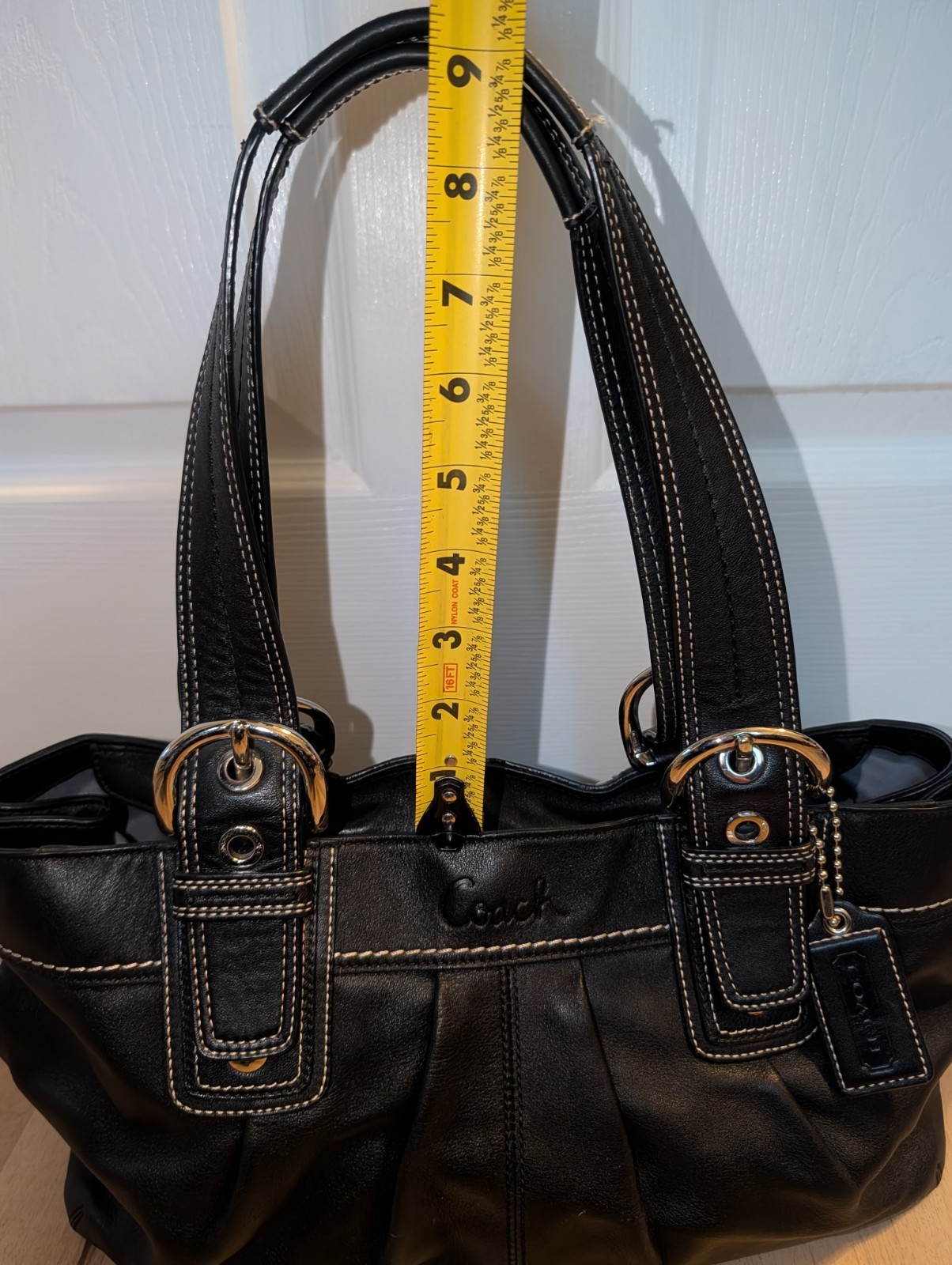 VTG Coach Hampton Soho Purse Pleated Leather Shoulder Tote Bag Black F13732 Y2K