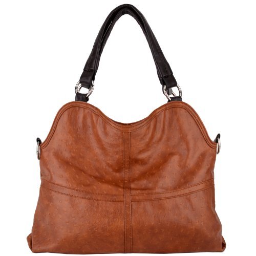 MG Collection Women’s Lucia Brown Everyday Soft Ostrich Shoulder Tote Bag