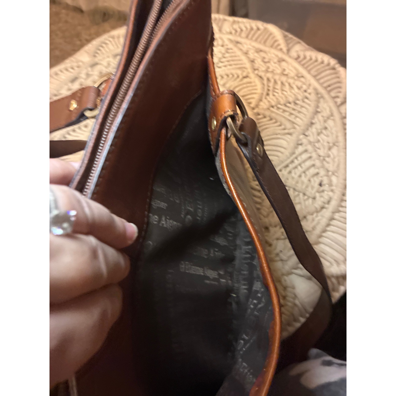 Etienne Aigner Brown Leather Snakeskin Panel Shoulder Bag Tote Gold Hardware
