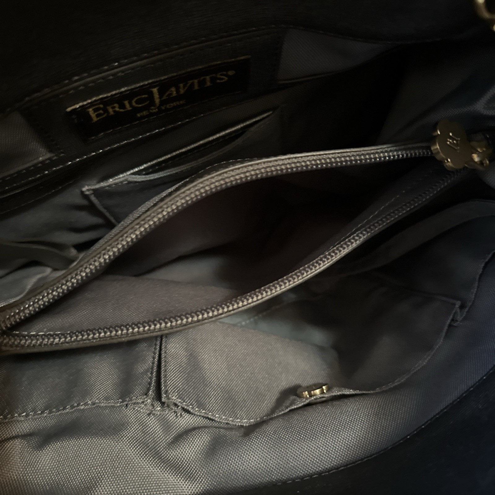 Womens Eric Javits Dark Grey Metallic Purse Shoulder Handbag Chain Strap NWOT