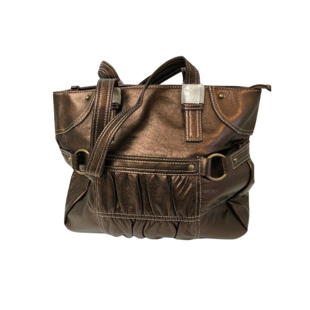 Metallic Bronze Pleated Hobo Handbag Shoulder Bag
