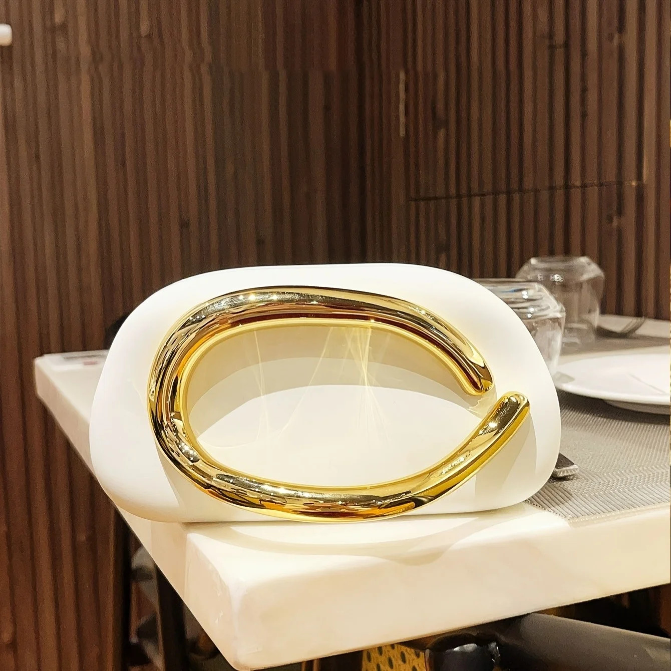 Gold Metal Closure Box Clutch Bag Women Evening Wedding Party Cute Purse Bag