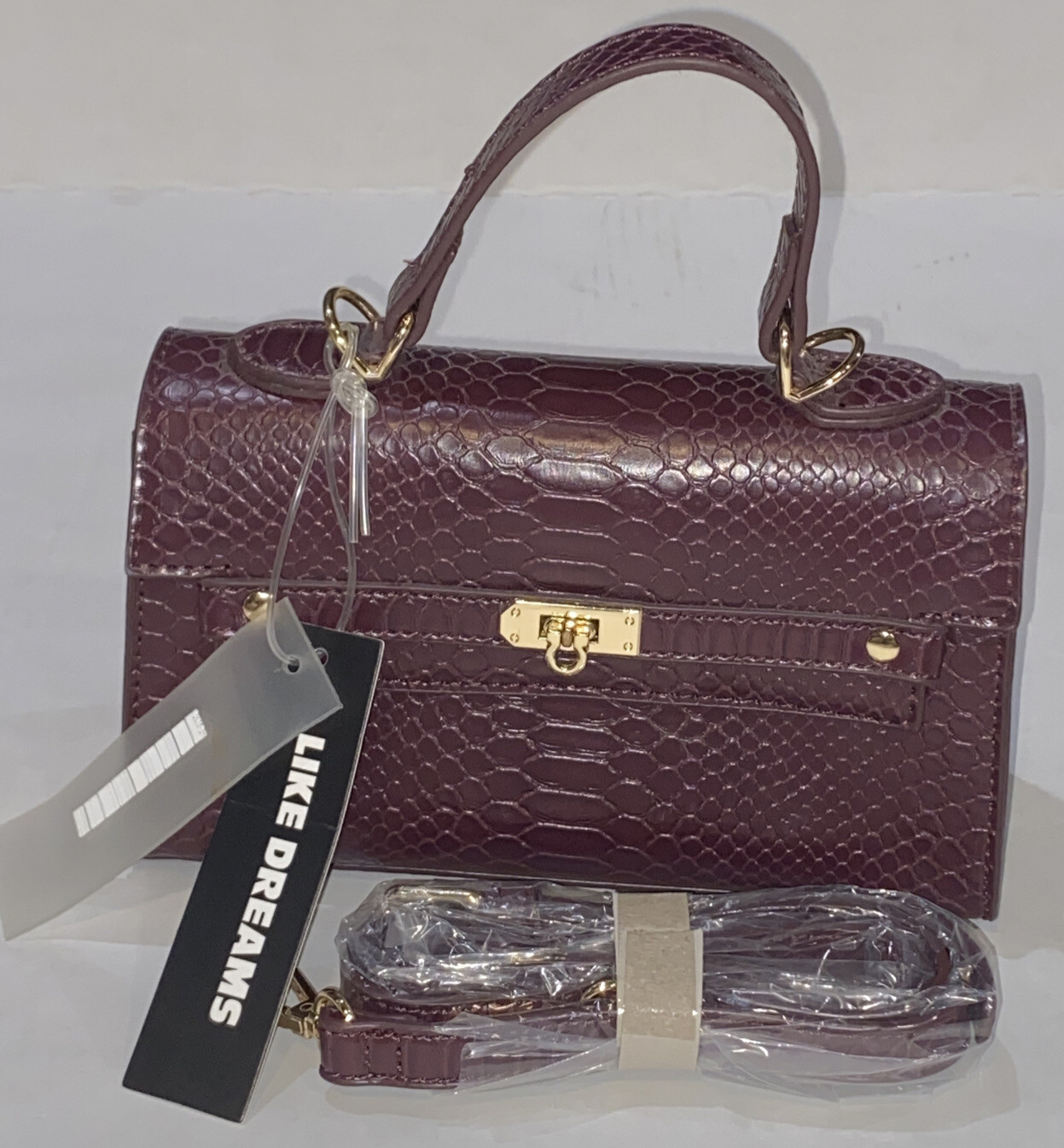 NEW Like Dreams Burgundy Handbag Crossbody/Handle Adjustable Buckle Strap QVC