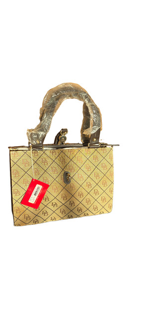 Dooney & Bourke Monogram Signature Logo Lock Tote Handbag Beige