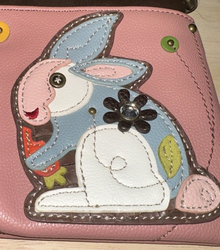 Chala Vegan Leather Mini Crossbody Purse Rabbit Bunny Adjustable Strap