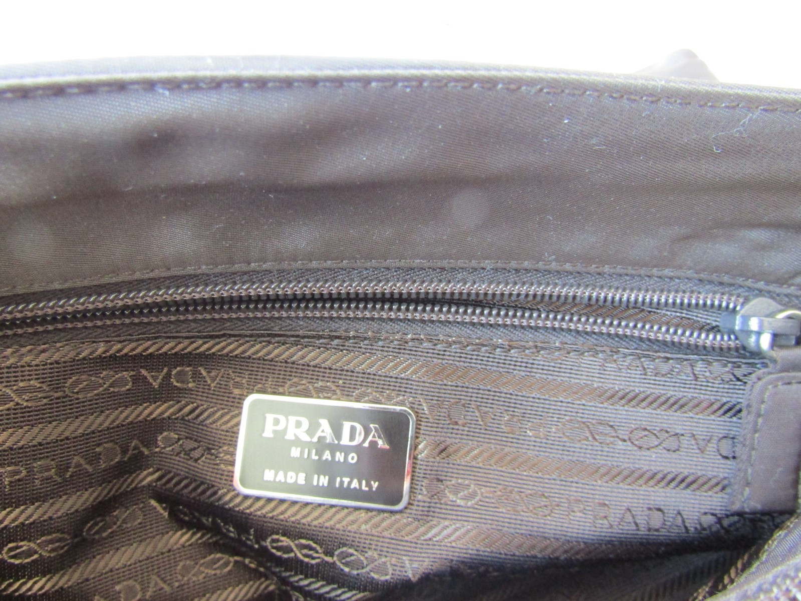 Prada Milano Tessuto Abano Dk Brown B7276 double handle handbag & cosmetic bag