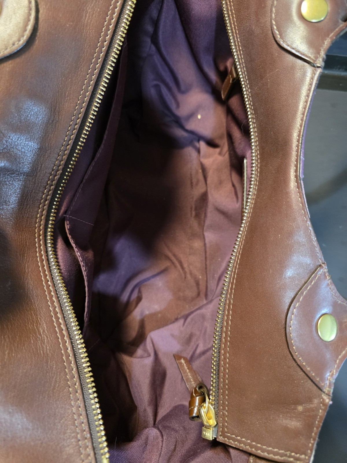 Coach Patchwork Gallery Tote Bag Purple Plum Suede Leather Canvas F14045