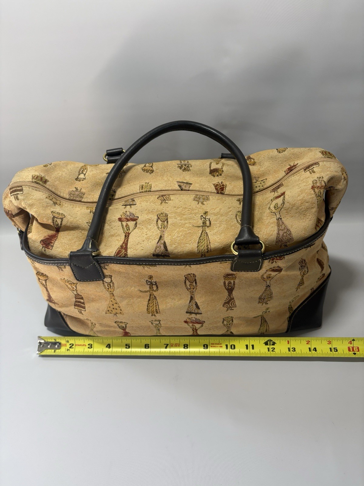Etienne Aigner Canvas Handbag Purse Tribal Folk Art Print Shoulder Bag Vintage