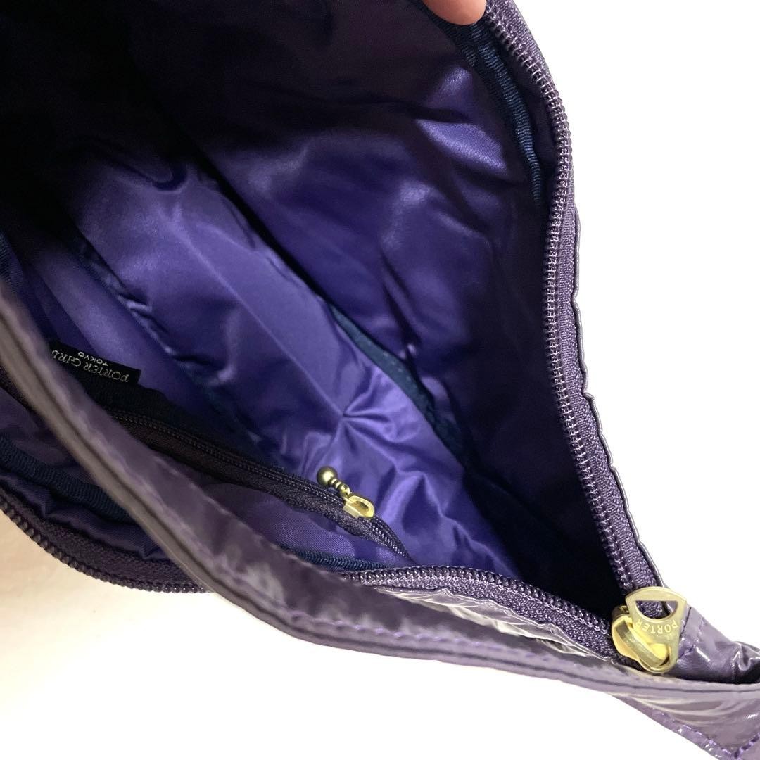 PORTER PORTERGIRL Half Moon Nylon Handbag Purple Hidden Dot Auth From Japan