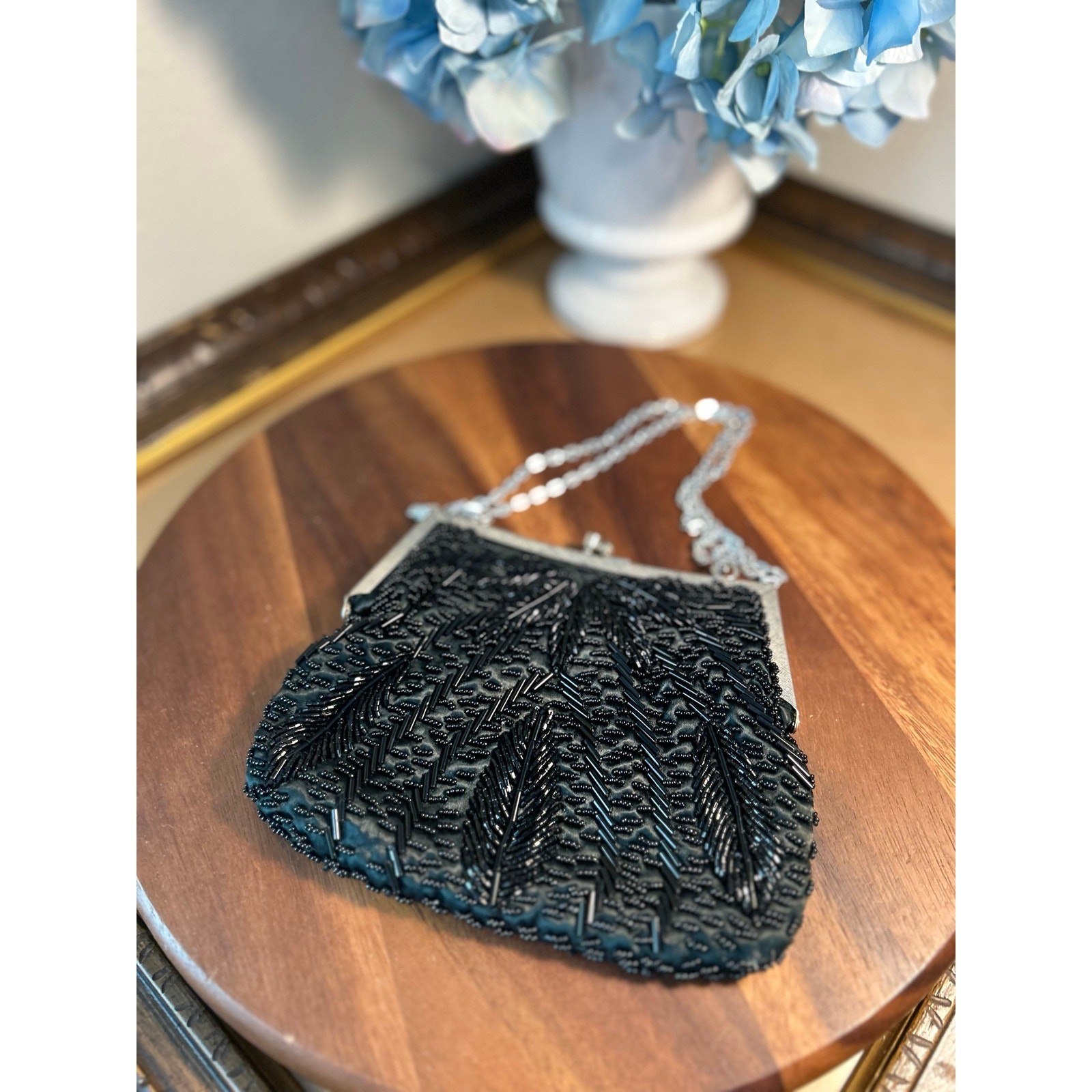 Beautiful Black Beaded Evening Bag