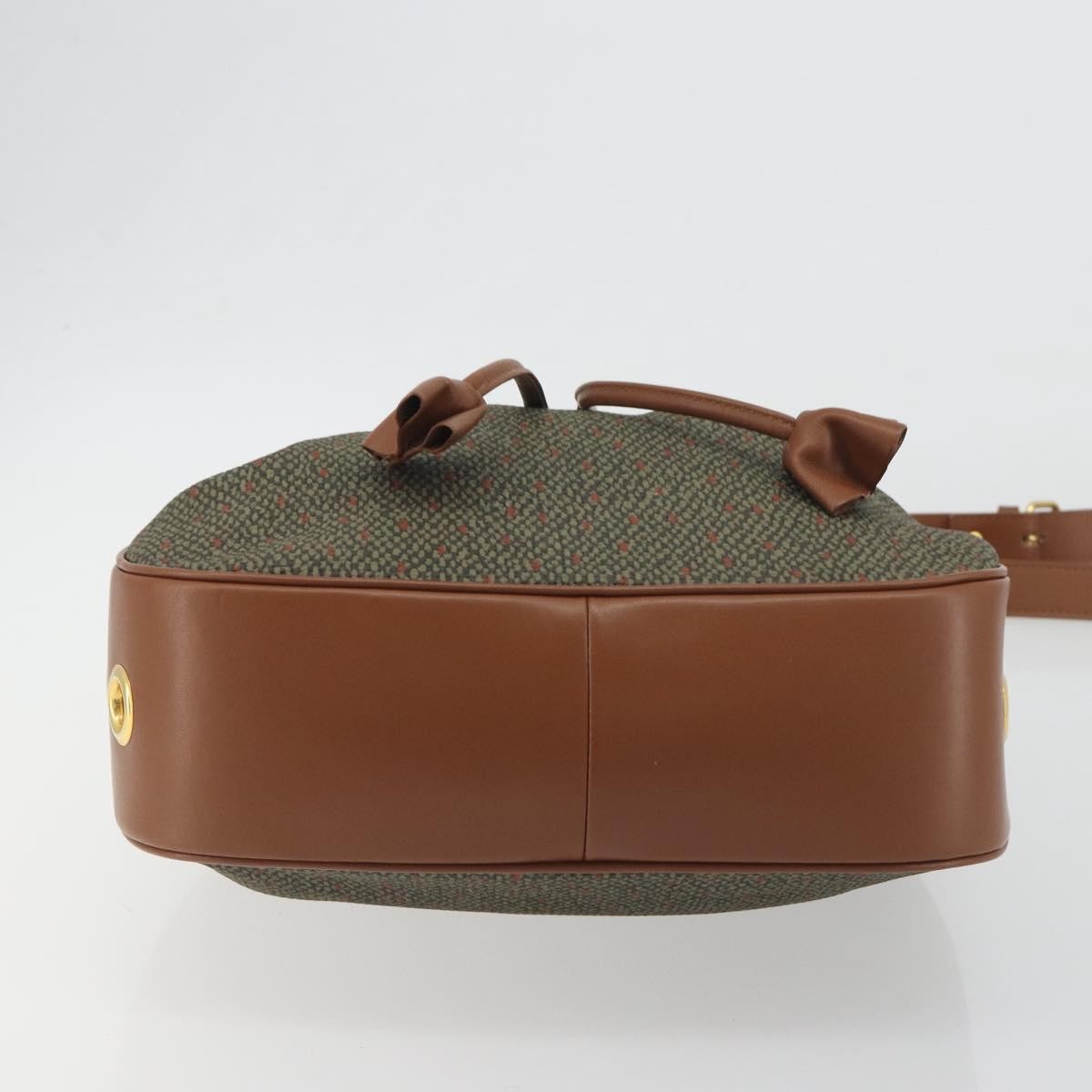 SAINT LAURENT Shoulder Bag PVC Canvas Brown Gold Auth 194356