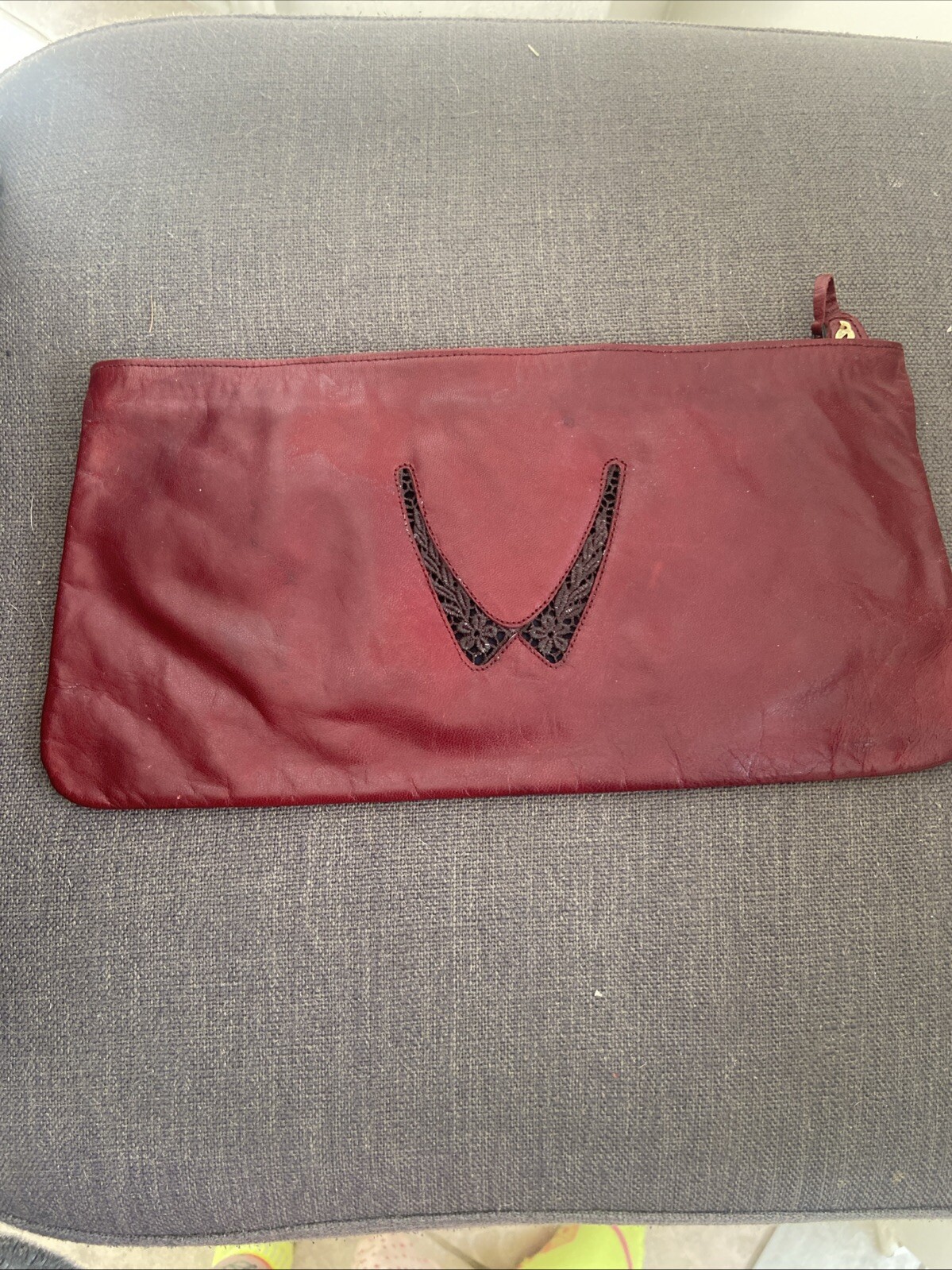 Vintage Nina Ladies Genuine Calfskin Burgandy Leather Handbag Made In Spain