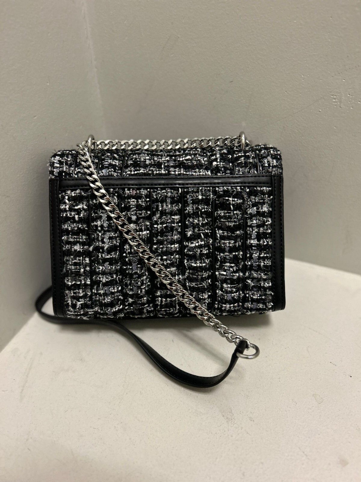 Michael Kors Whitney Medium Tweed Flap Chain Strap Shoulder Bag (Black)