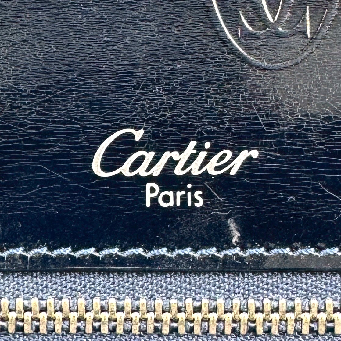 Vintage Cartier Happy Birthday Hand Bag Calf Leather Black Authentic