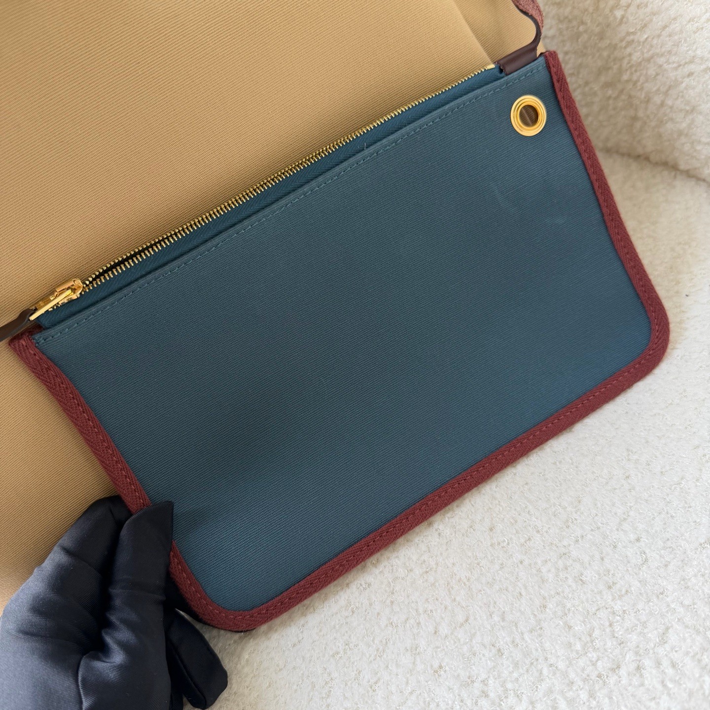 Hermes Herbag Normal Trench Beige Ebene Canvas Calf Leather Hand & Shoulder Bag