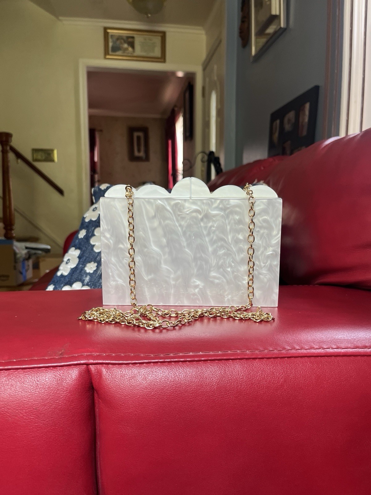 Agua Bendita X Target Pearlescent White Acrylic Clutch, New