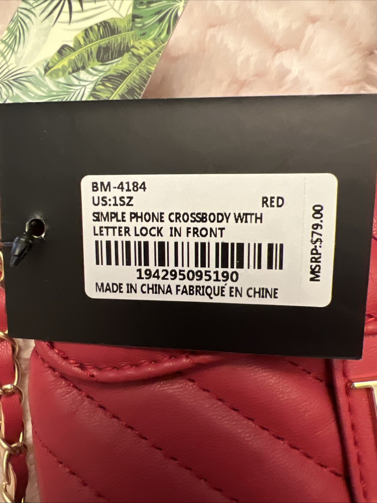 Badgley Mischka Quilted Red Phone Crossbody Purse Letter Lock On Front NWT.