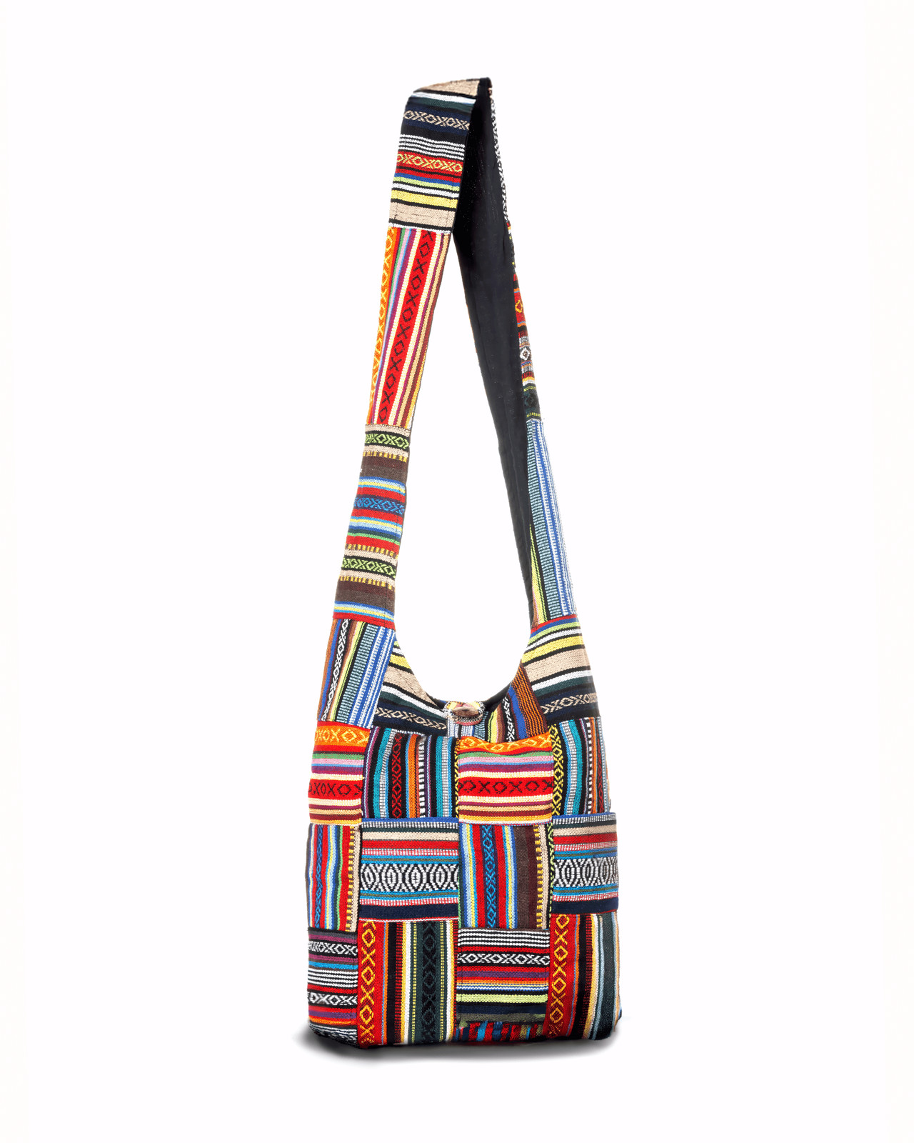 Kathmandu Collection Handmade 100% Cotton Boho Shoulder Bag from Nepal, Colorful