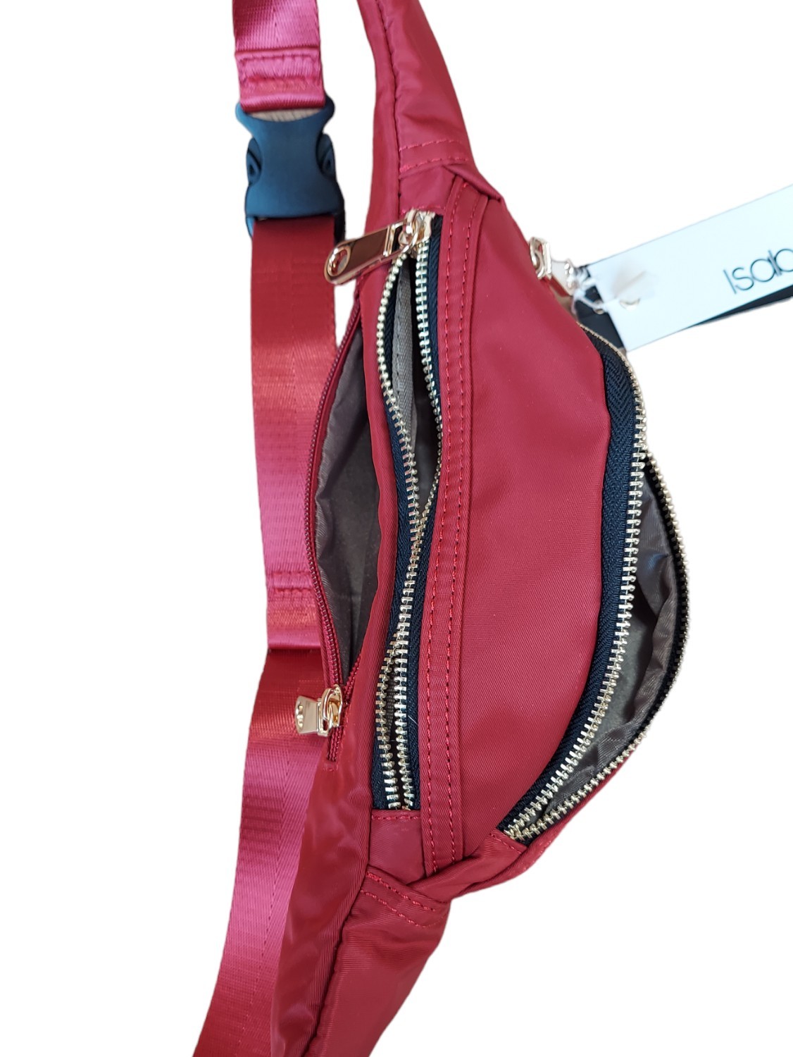 Isabelle Women’s Red Belt Bag Nylon Crossbody Sling Fanny Pack NWT PETA Vegan