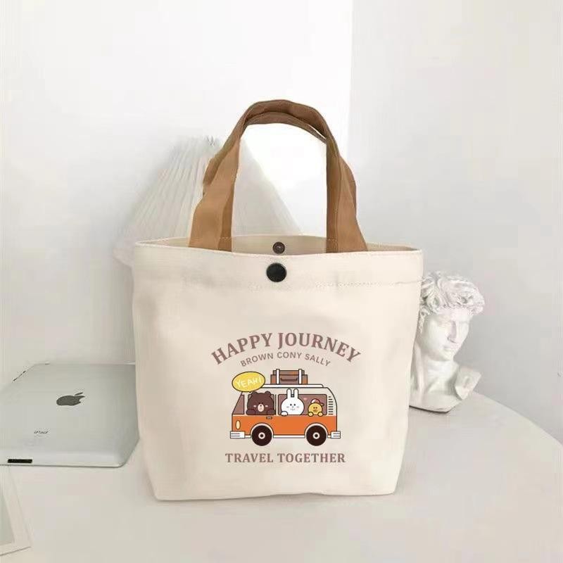 Bear Shape Canvas Tote Bag Cute Mini Lunch Student School Gift Bag