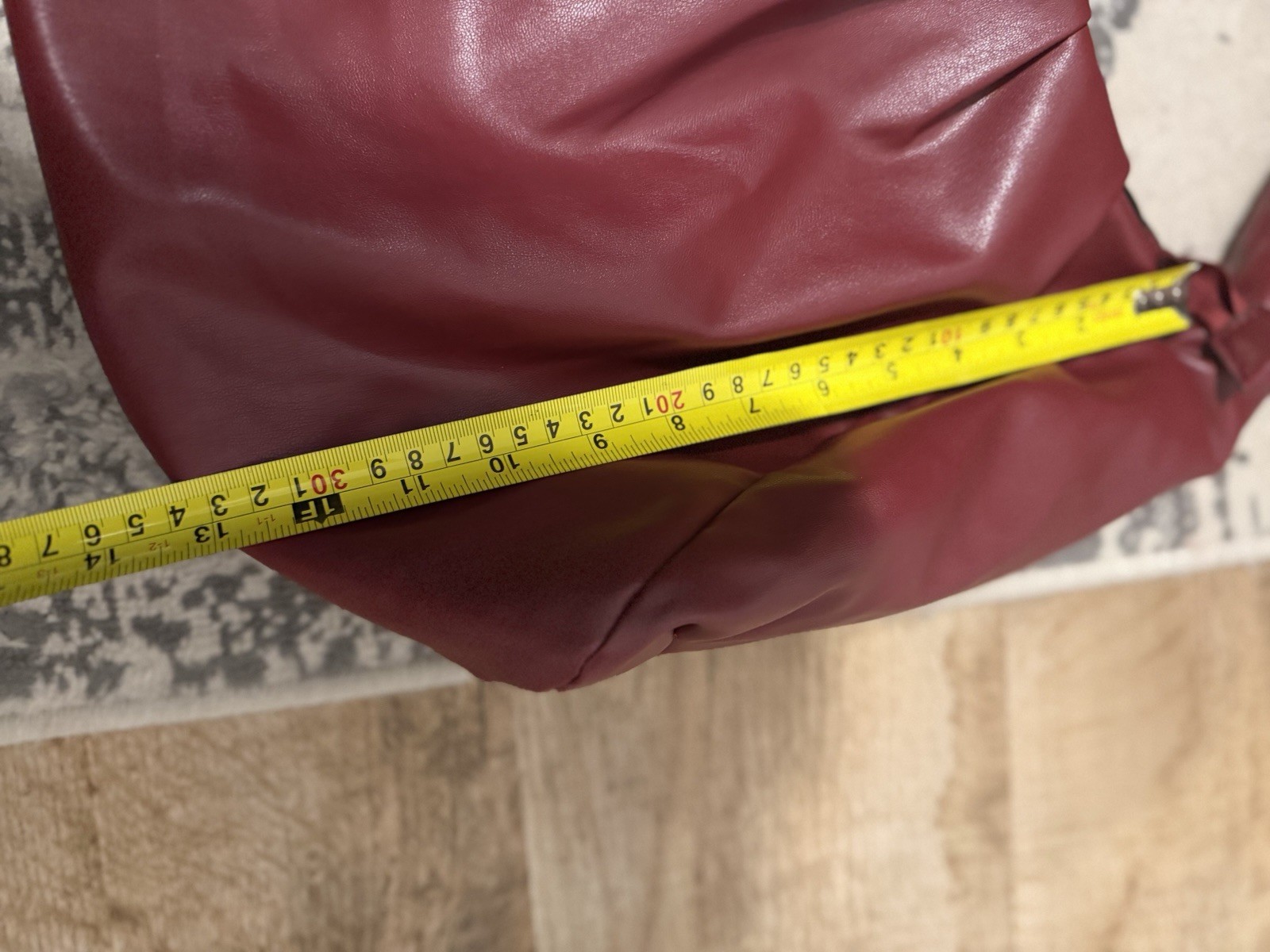 Soft, slouchy Giselle Paris Adele hobo bag in a rich red/burgundy shade