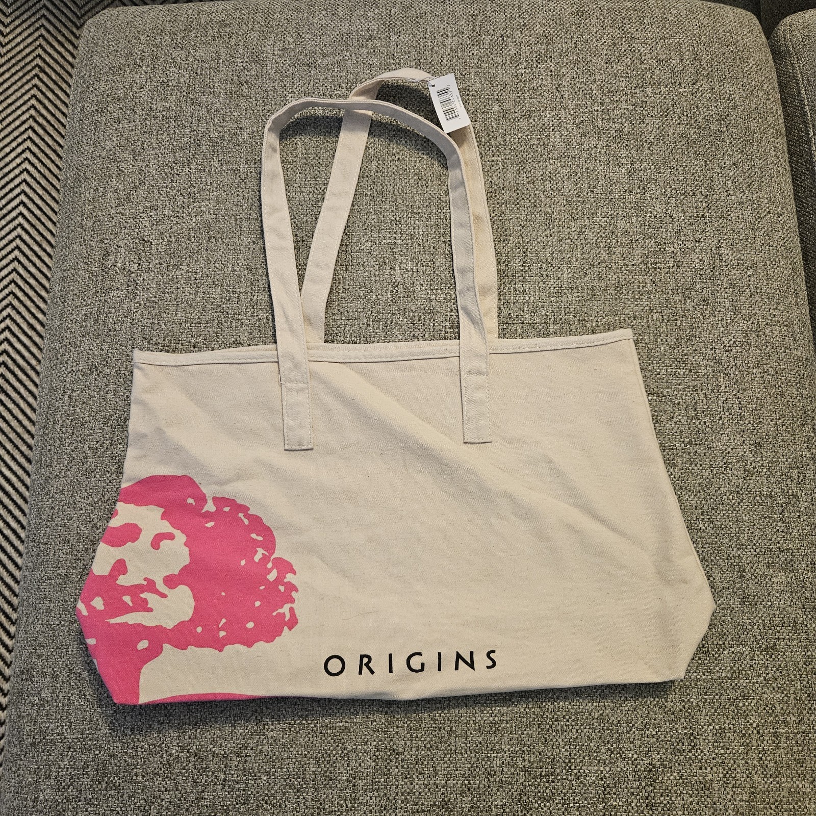 Origins Beige Pink Tree Of Life Tote Bag Shopper NEW Earth Day Canvas Large
