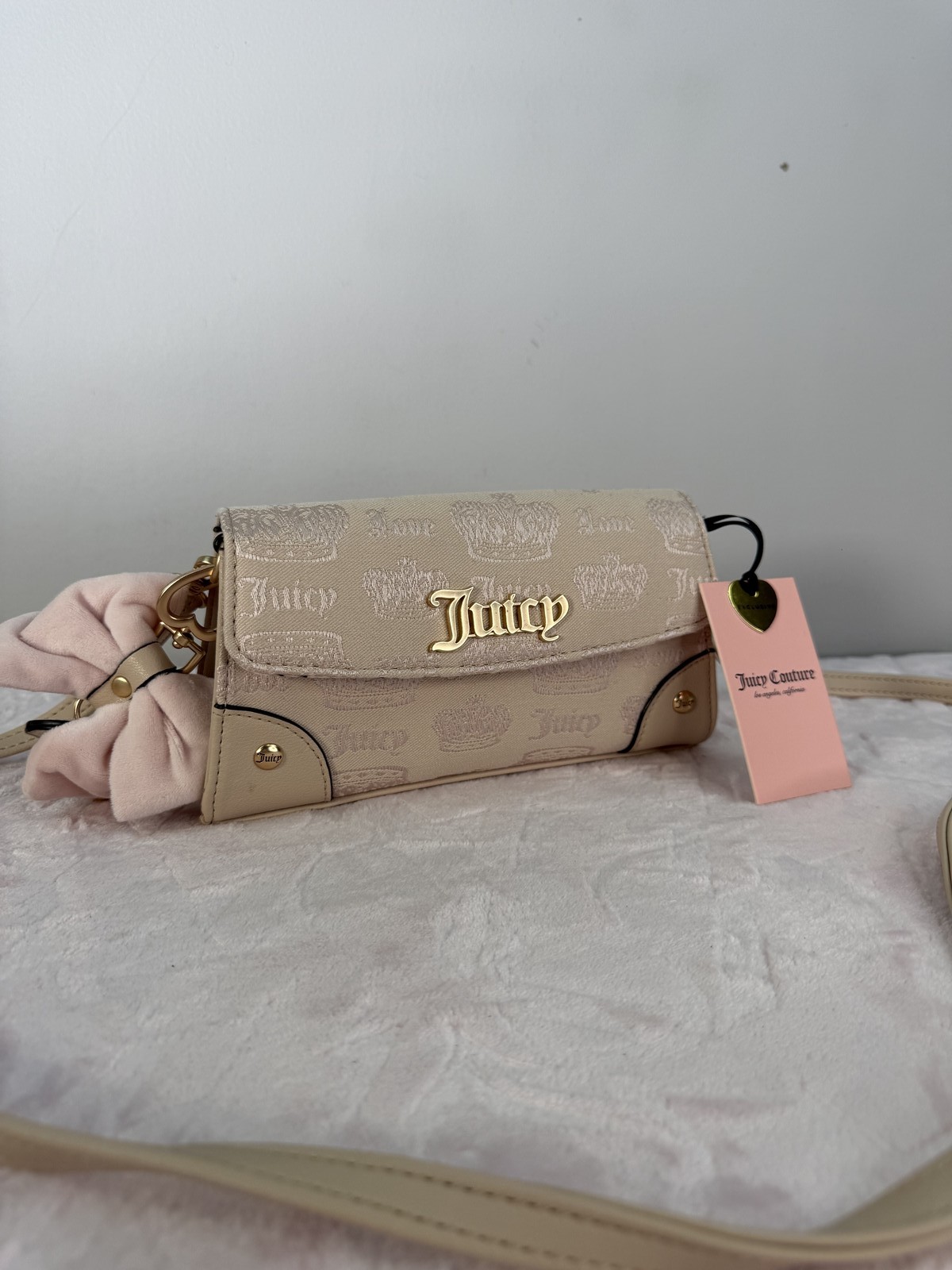 Juicy Couture Fan Club Shoulder Bag Sandstone Cream Y2K 2000s Purse New