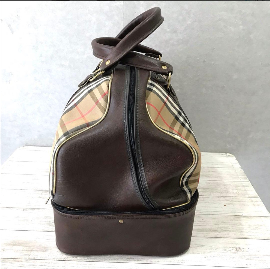 Burberrys Vintage Nova Check Travel Boston Bag