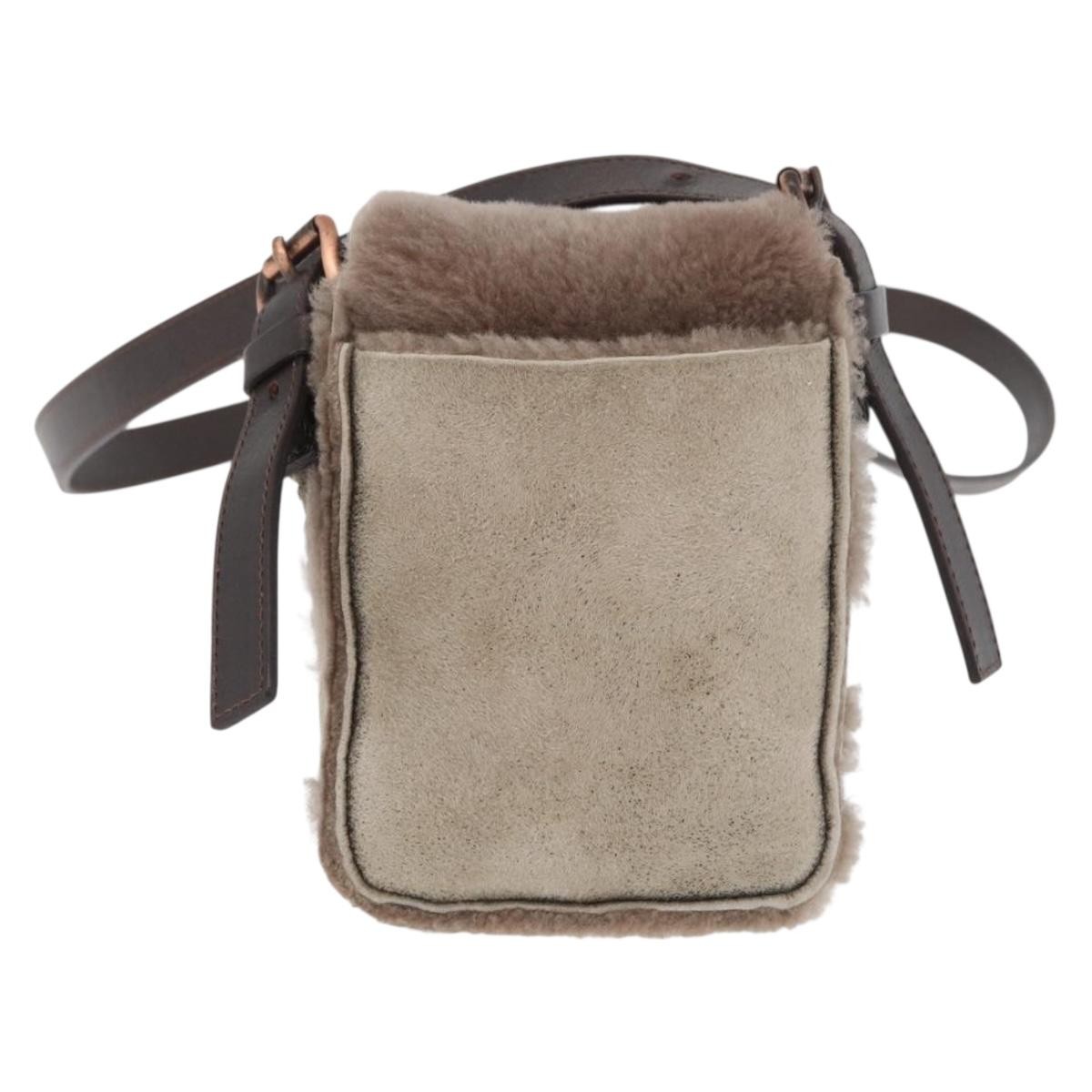 CELINE Shoulder Bag Mouton Brown Auth 178798A