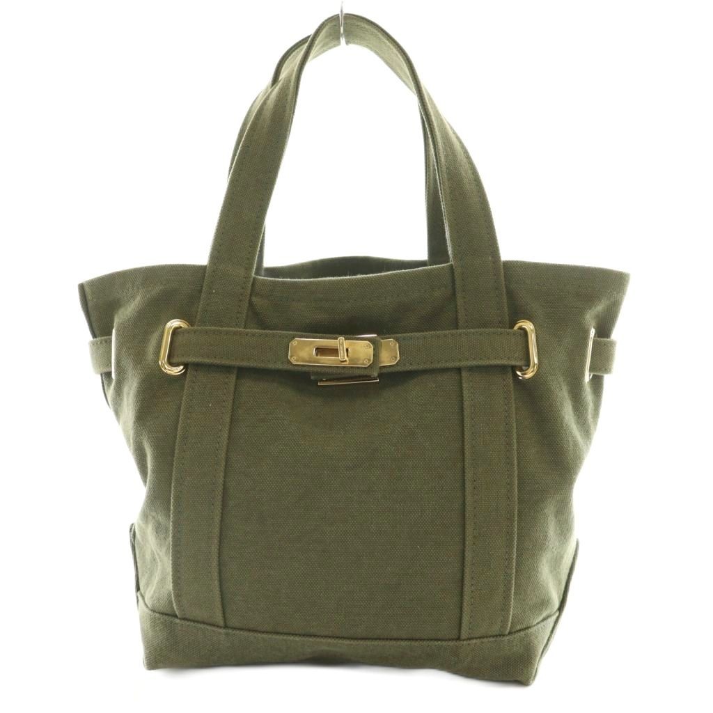 Sita Parantica Canvas Tote Bag Khaki AB 9.4×5.7in Ladies Handbag