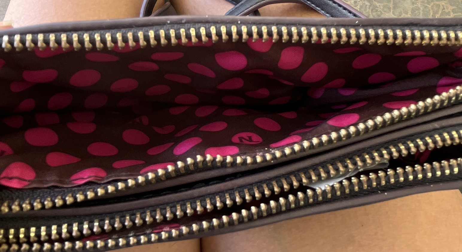 Nicole Lee Black Graphic Print Small Crossbody Bag Zip Gold Hardware Lined