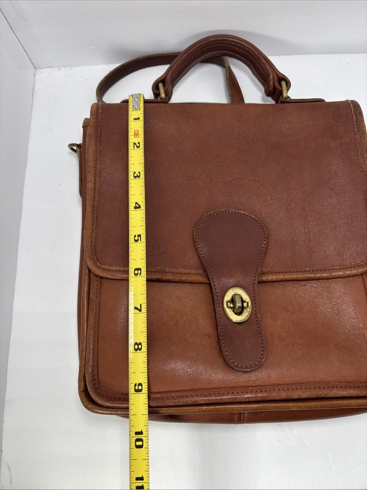 Vintage Coach Station Bag 5130 Brown Leather Turn Lock Crossbody Purse Satchel
