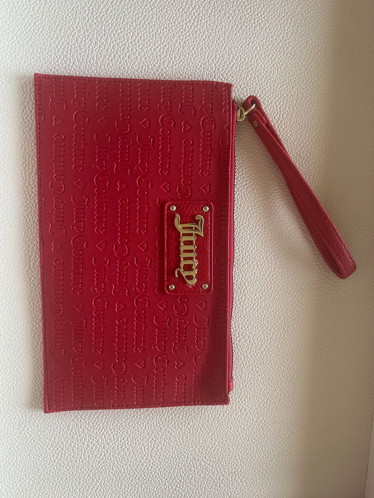 Juicy Couture Wristlet Scarlet Red And Gold Clutch / Wallet