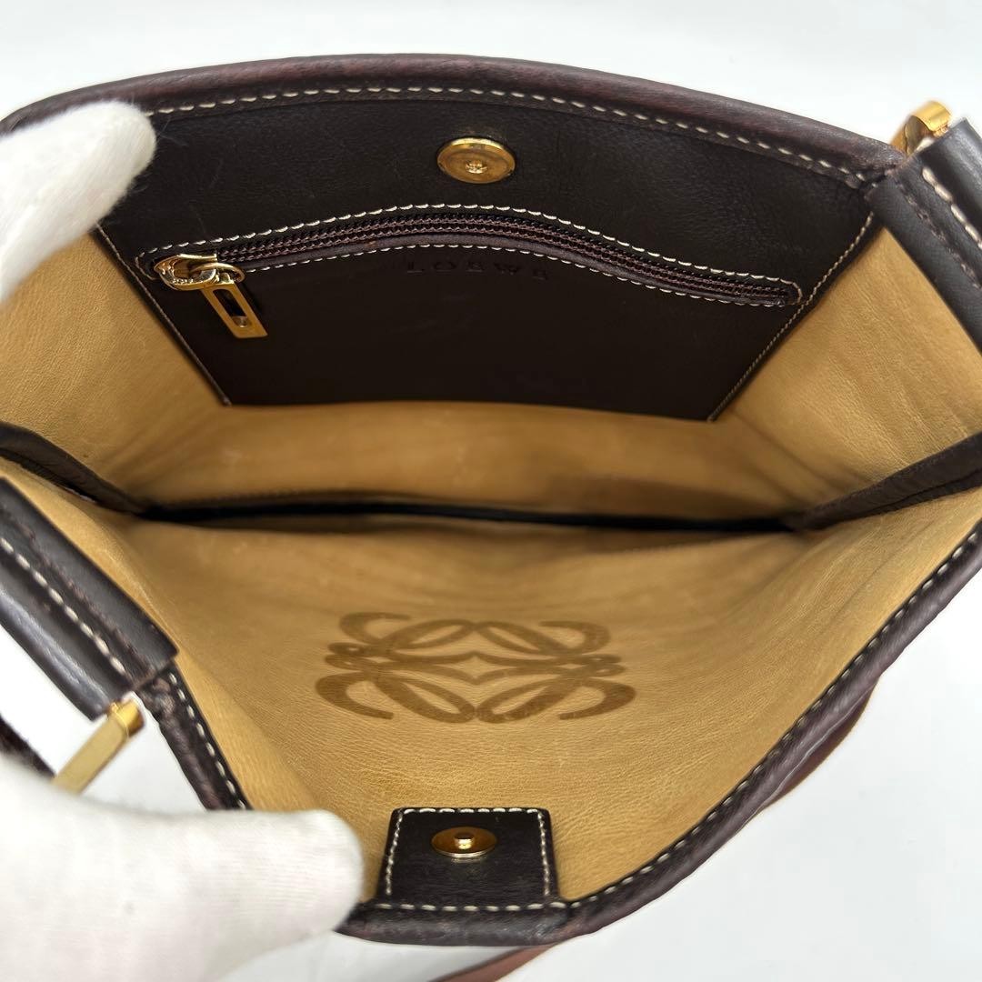Loewe Anagram Sacoche Shoulder Bag Brown Suede Crossbody Japan 078462