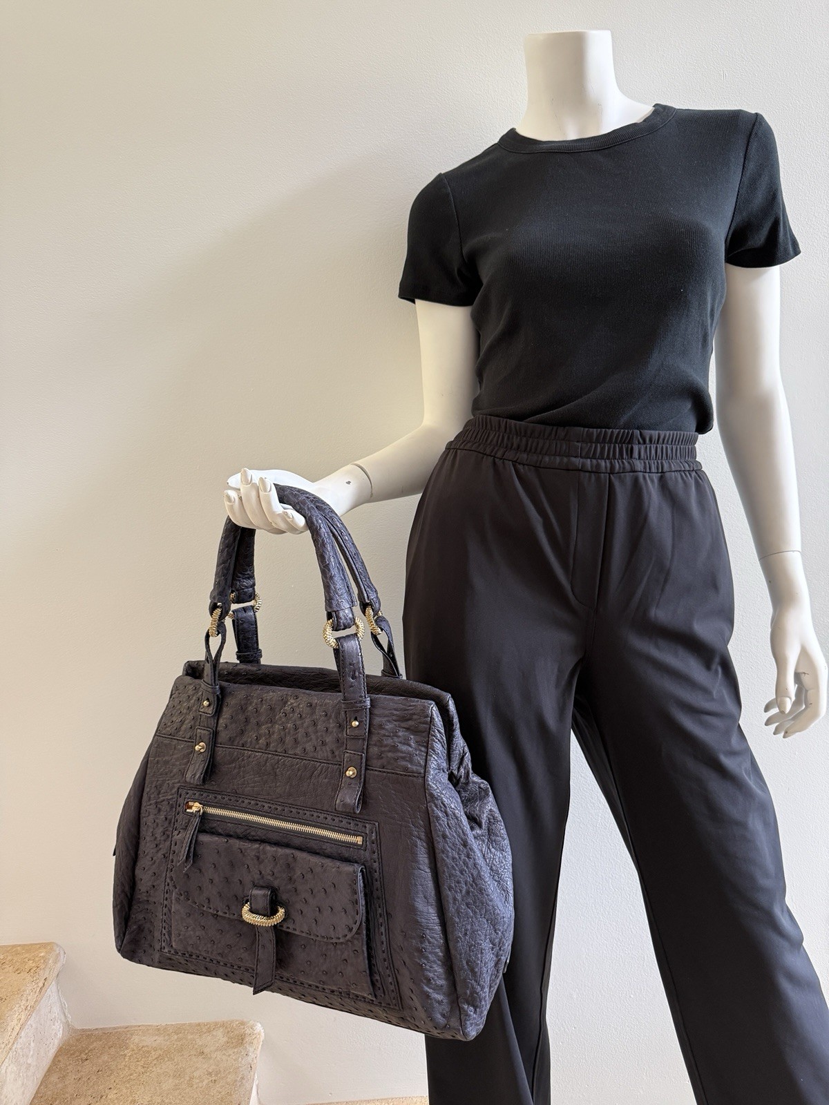 NUTI Ostrich Tote Shoulder Bag Handbag