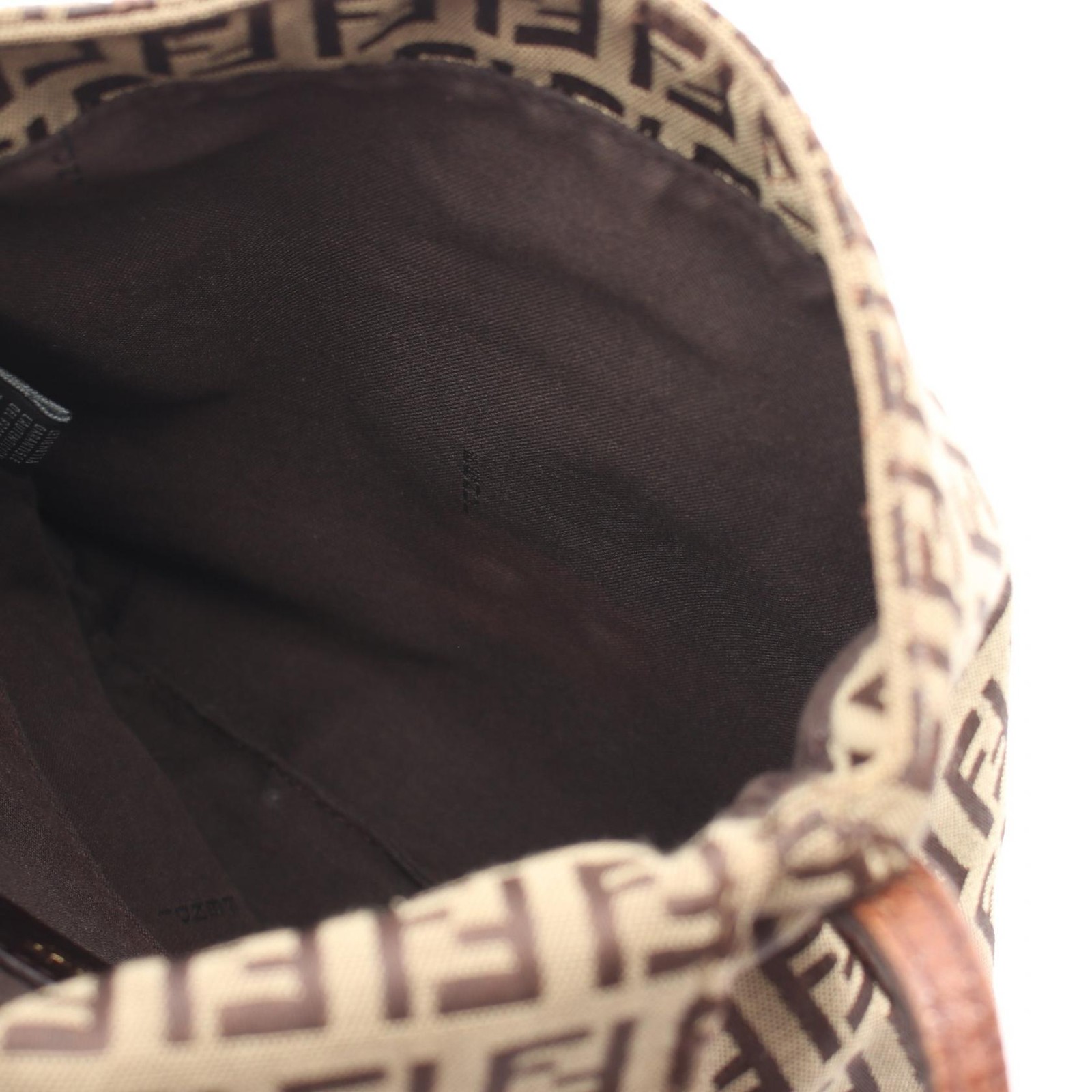 FENDI Zucchino Shoulder Bag 8BT075 canvas leather Beige Brown Used Women
