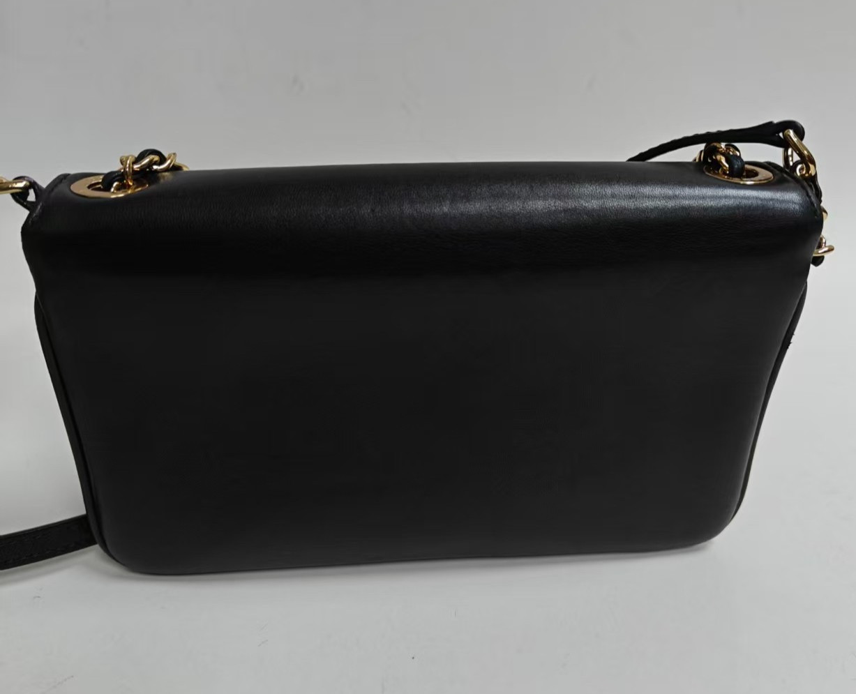 Chanel Timeless Chain Shoulder Bag Black Gold Diamond Women Classic Designer