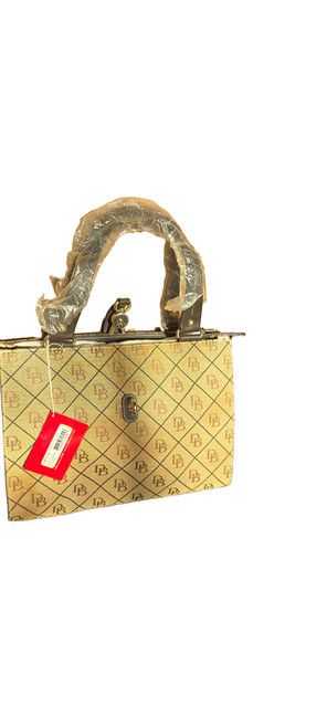 Dooney & Bourke Monogram Signature Logo Lock Tote Handbag Beige