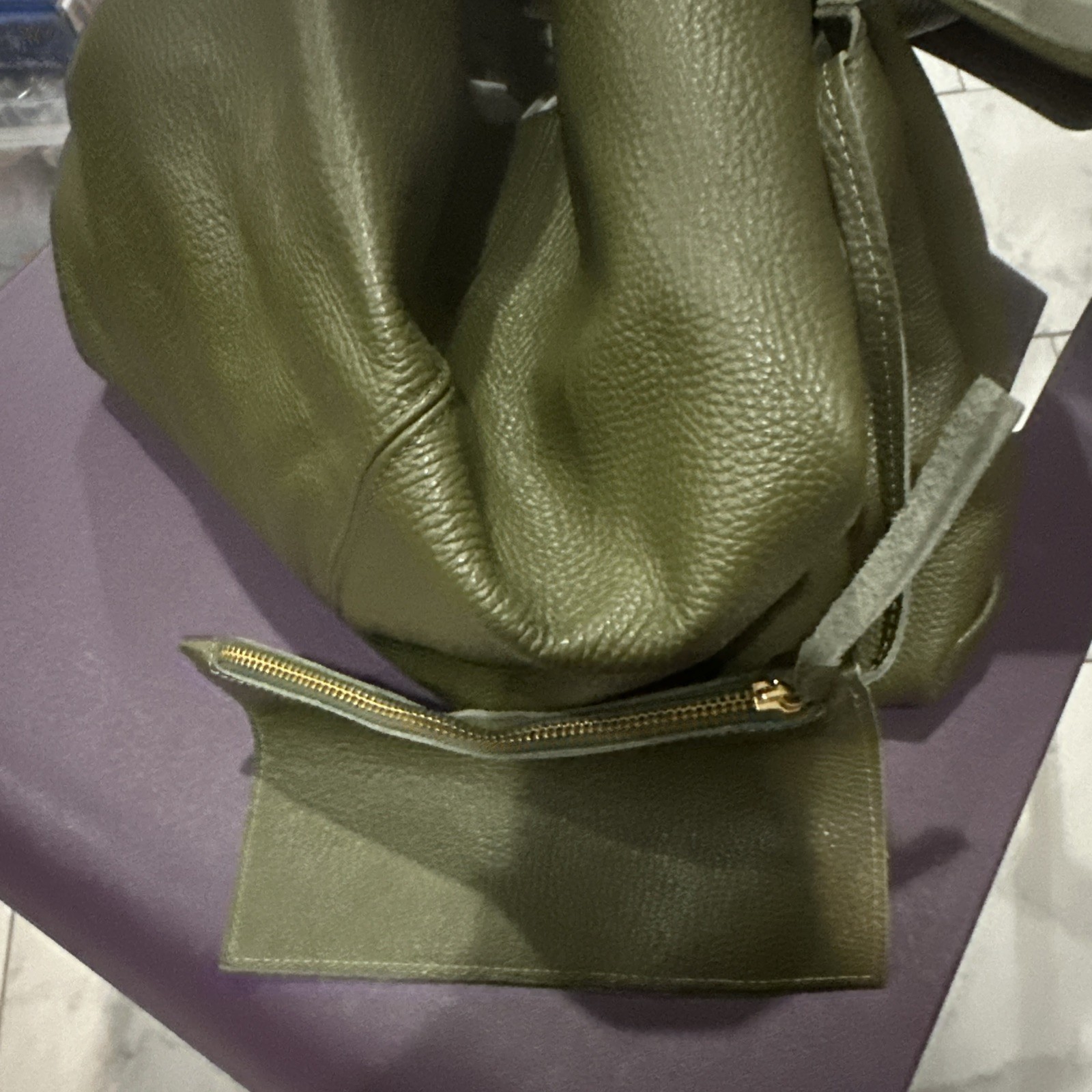 Dimoni X-Large Leather Slouch Purse AL003 Avo (olive Green) W/Pouch Spain BNWT