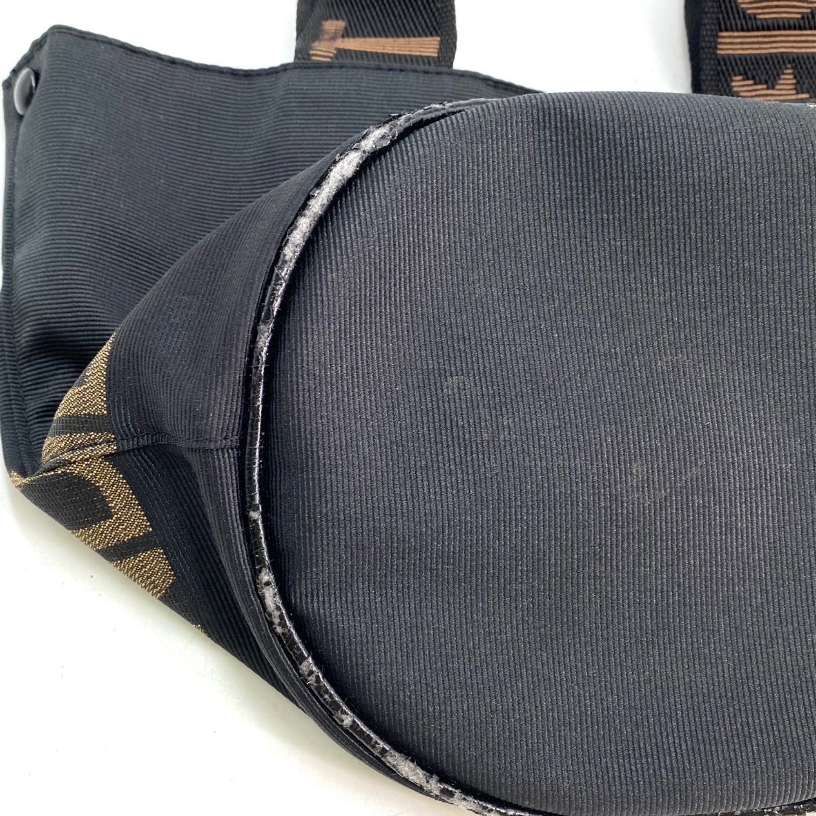 Fendi Mini Lunch Hand Tote Bag Black Canvas Logo Formal 18.5cm GA327
