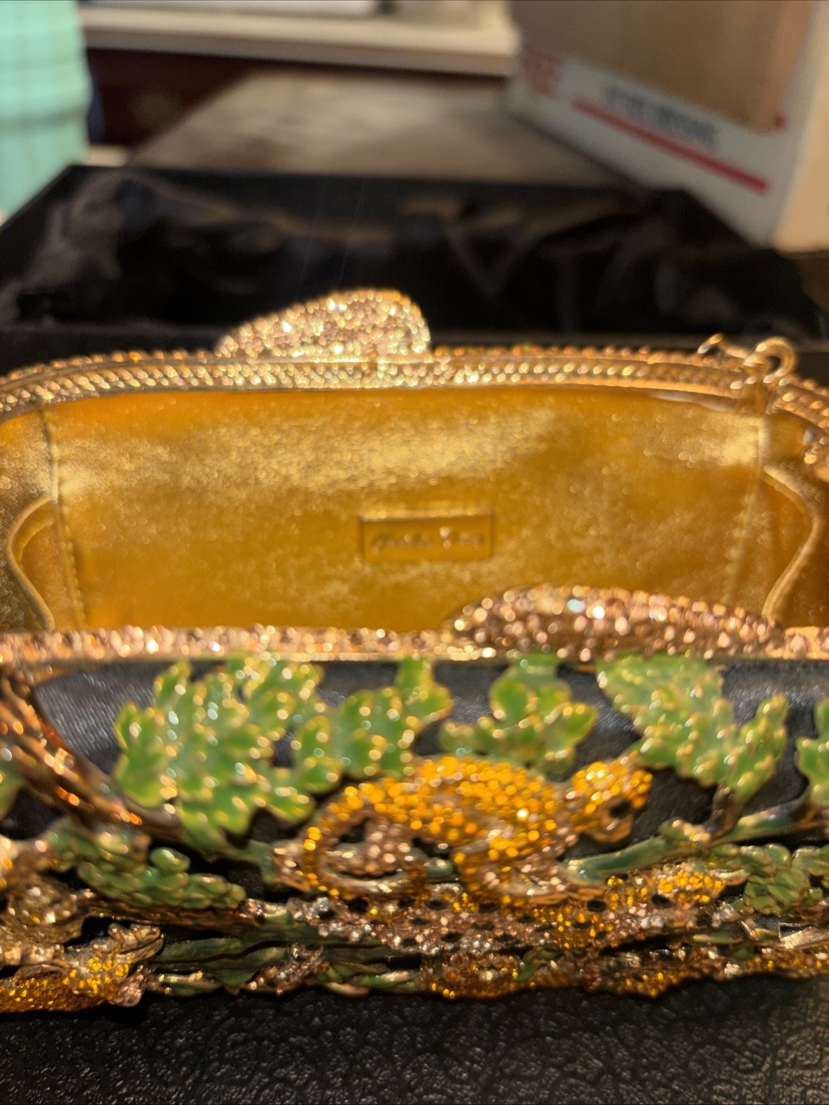 Fabulous Charles Dary Swarovski Crystal Enameled Jungle Clutch Leopard Purse