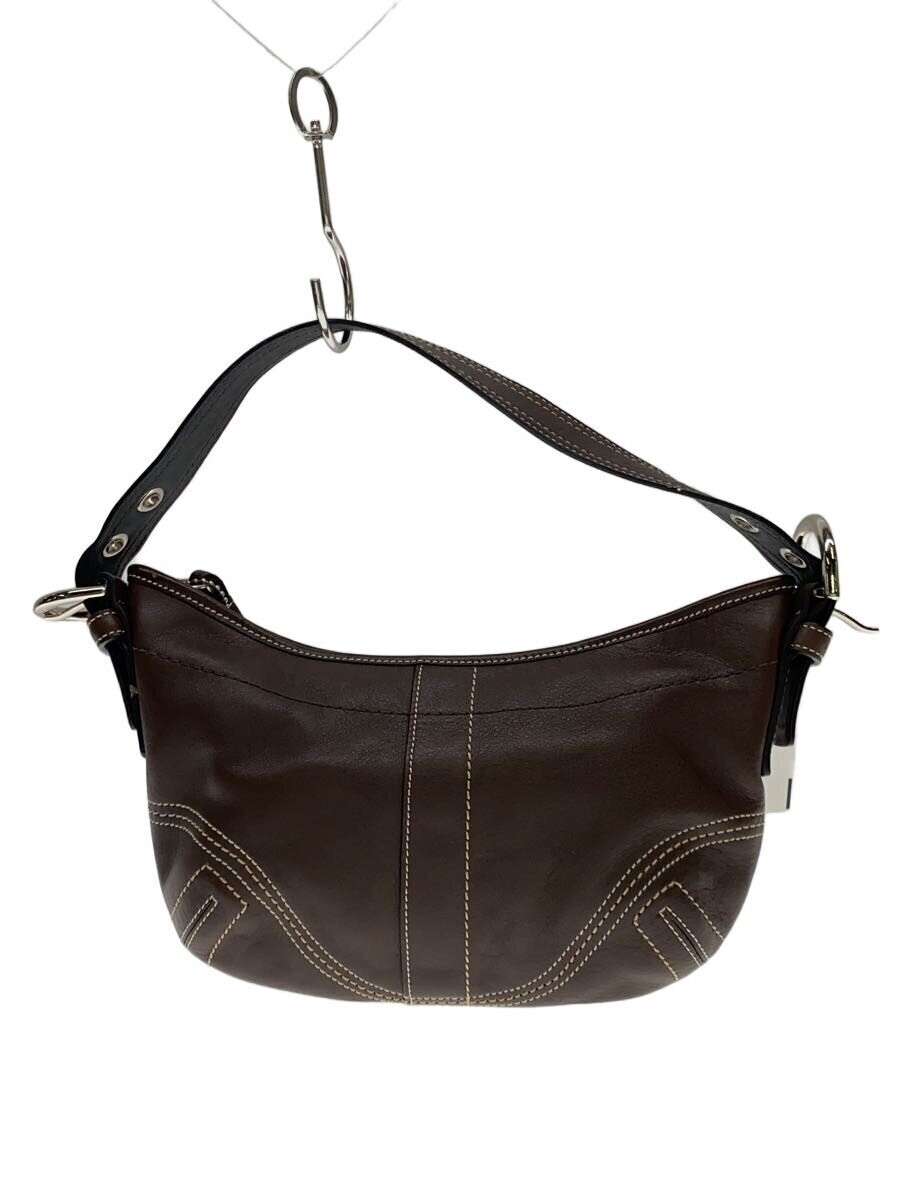 COACH Brown Leather Shoulder Bag Y2K Model 8A01 22cm Authentic