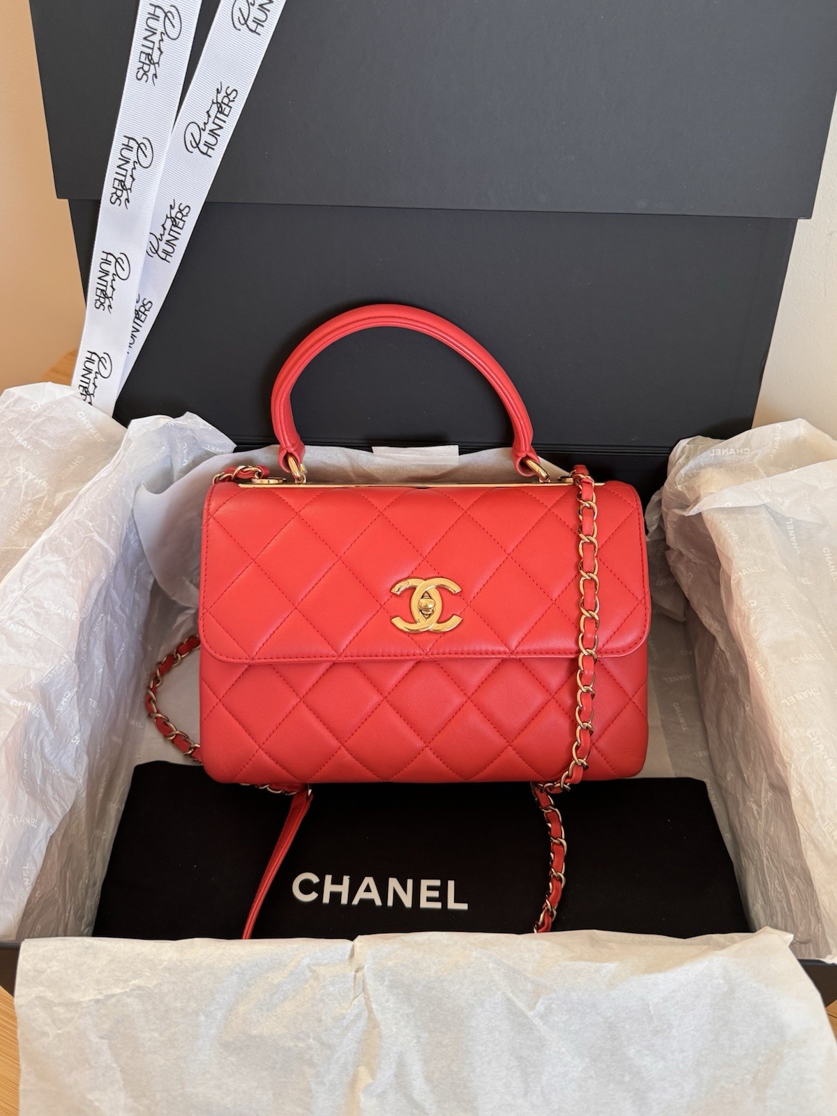 100 % Authentic Chanel Coral CC Trendy Small Flap Bag GHW