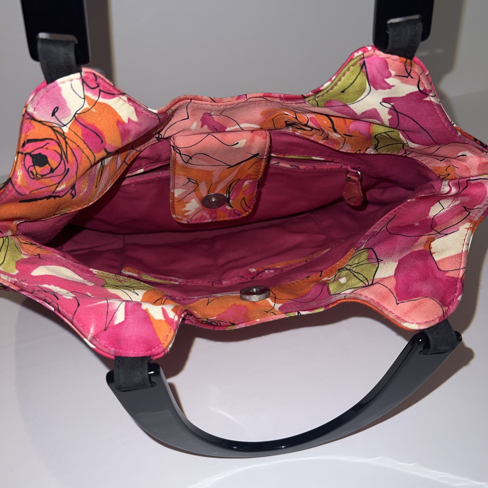 Vera Bradley Millie Purse Rose Pattern Sateen Lucite Handles Spring Summer Flora
