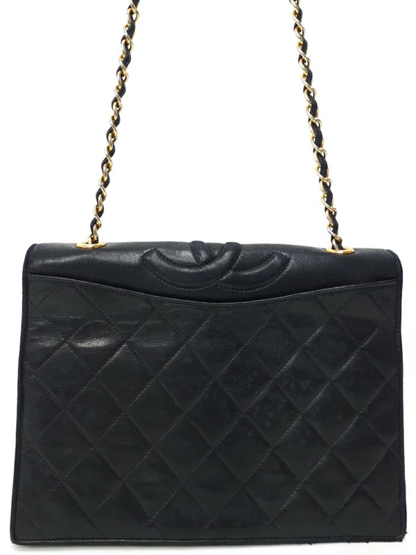 Chanel Chain Shoulder Matelasse Lambskin Leather Black Shoulder Bag #TB2876